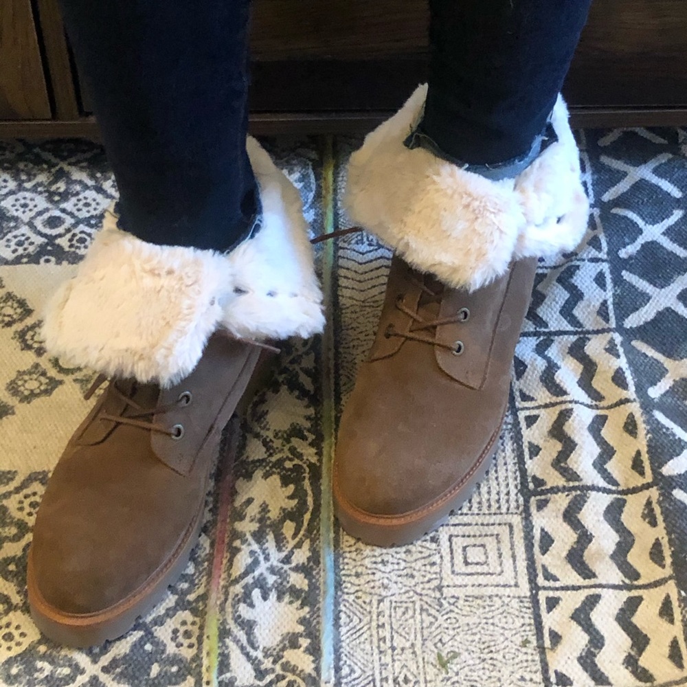 Lace up suede combat boots